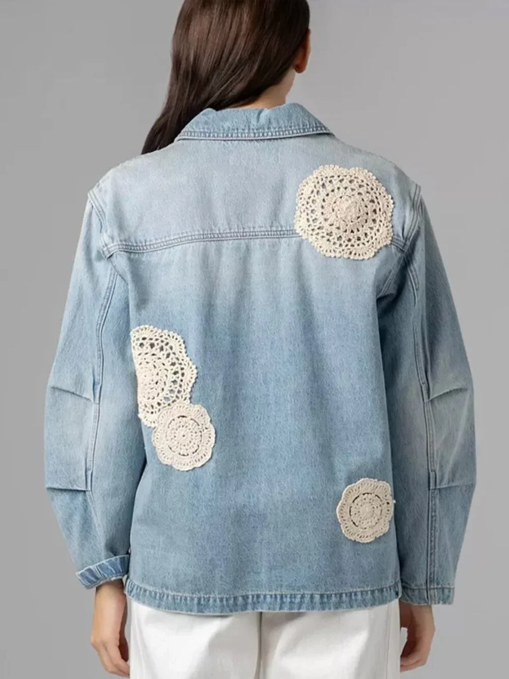 BLANKNYC Surf Camp Denim Jacket with Crochet appliqué - Picture 2 of 5